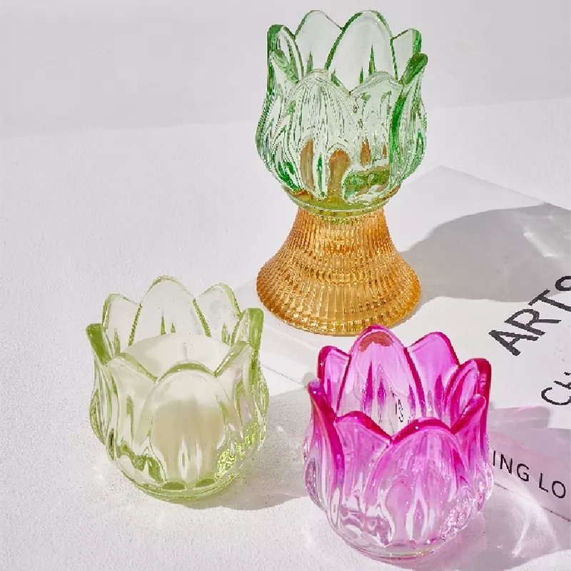 Färgade merveilles florales glasljusstake