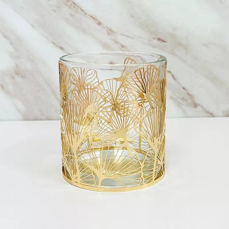 Golden Ginkgo Leaf Metal Candle Holder